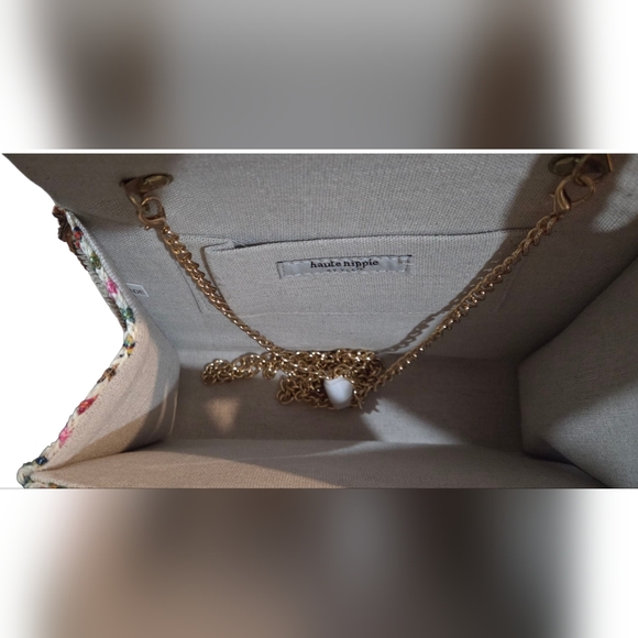 Haute Hippie NEW Colorful Woven Mini Bag with Bead Handle & Removable Gold Chain - Picture 7 of 8